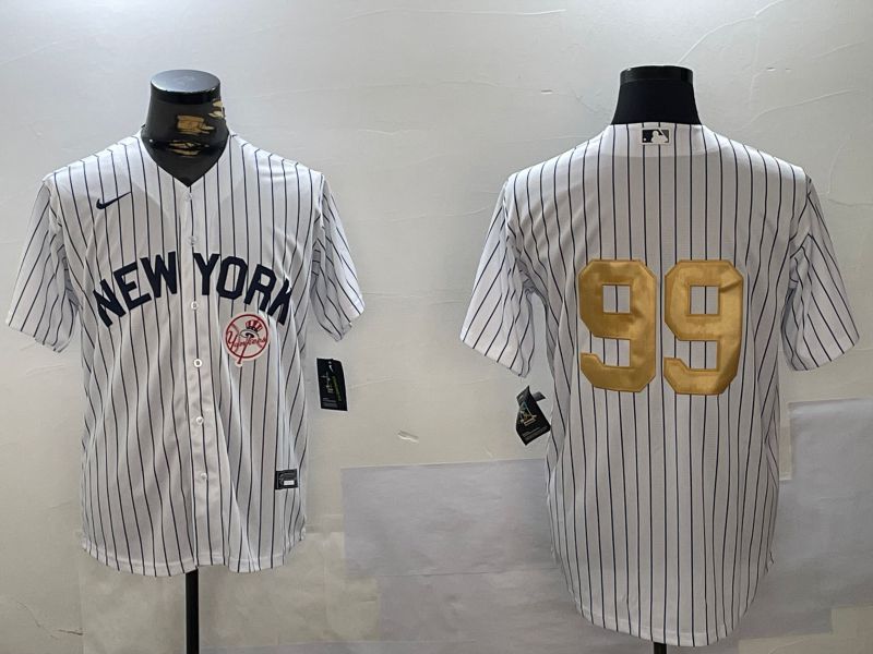 Men New York Yankees #99 Judge White Stripe Fashion Nike 2024 MLB Jersey style 7->new york yankees->MLB Jersey